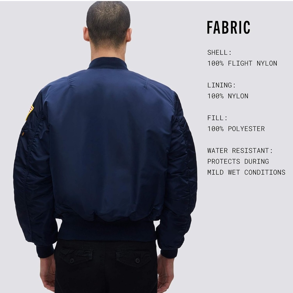 Alpha Industries x NASA MA-1 Reversible Flight Jacket NWT MEDIUM Replica Blue - Picture 6 of 16